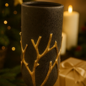 vase corail noir et or